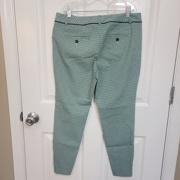 The Limited Green Navy White Mini Houndstooth Print Skinny Stretch Pants Sz 10p - Picture 2 of 5